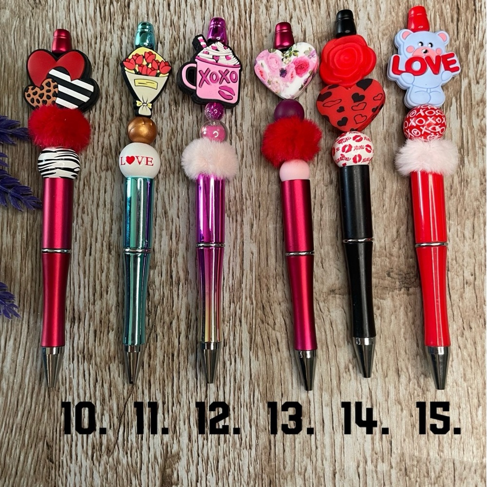 Handcrafted Heart Coffee Pens Beaded Unique Artisan Gifts Office Accessories